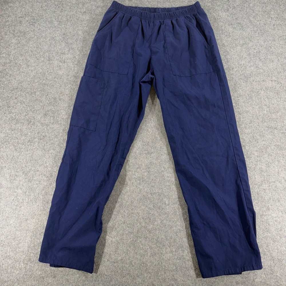 Scrubstar Navy Blue Petite Scrub Pants Womens Small Cargo Pocket Elastic Waist